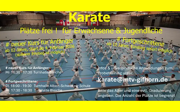 Freie Plätze in der Karate-Abteilung